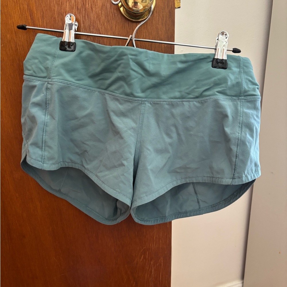 lululemon athletica Speed Up Low Rise Seafoam Green Athletic Shorts. 2.5”